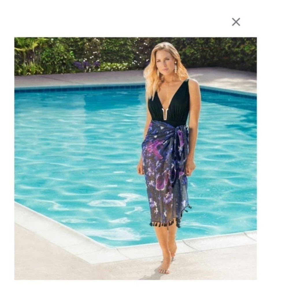 New Peter Som Dream Floral Sarong in Meteorite size one size - Picture 3 of 8